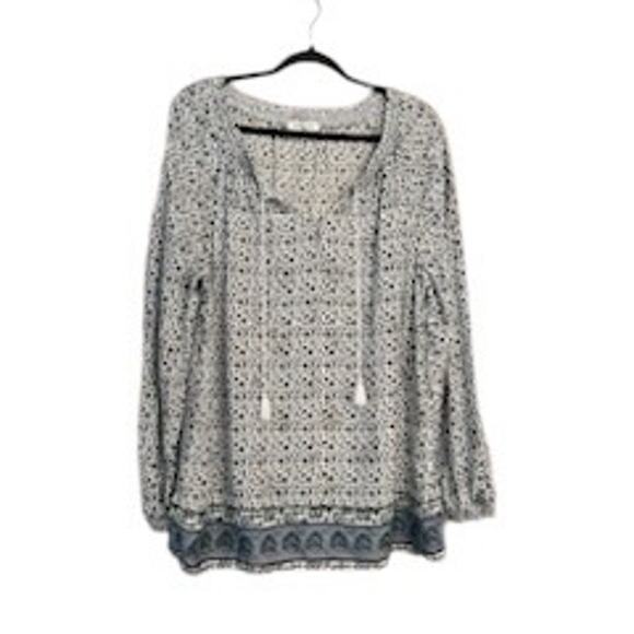 Beachlunchlounge Tunic Top Tassel Ties Gold Thread Gathered Wrists Size M - Picture 12 of 12